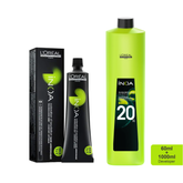 Loreal Inoa Ammonia Free Hair Color 60G 1 Black + 20Vol 6% Developer 1000Ml